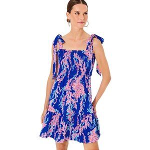 Lilly Pulitzer Kailua Smocked Dress in Borealis Blue NWT - Size X-Large
